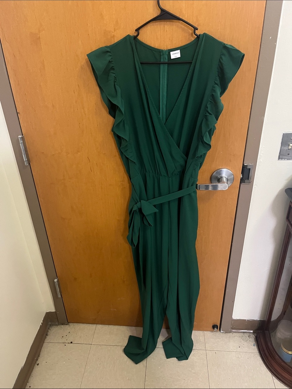Women's Emerald Green Ruffle Jumpsuit